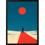 Silhouette Of A Man Walking Towards The Red Sun